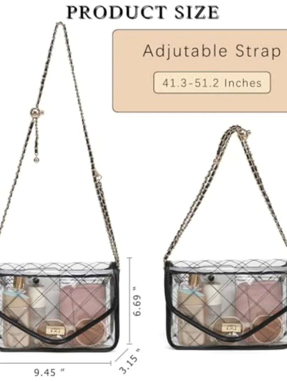 Clear Quilted PVC Crossbody Bag Stadium Approved Concerts